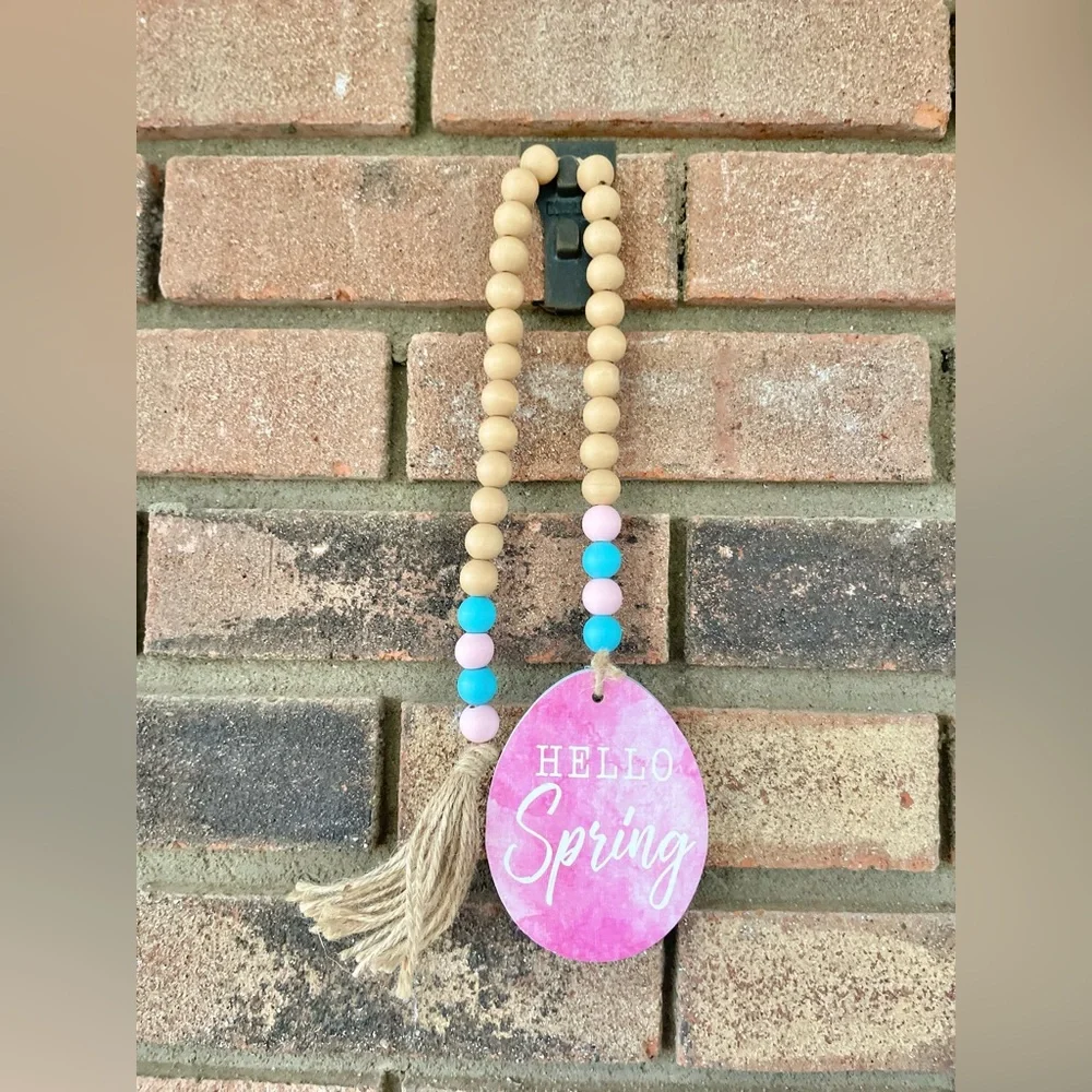 *Hello Spring Wood Bead Garland w/Easter Egg